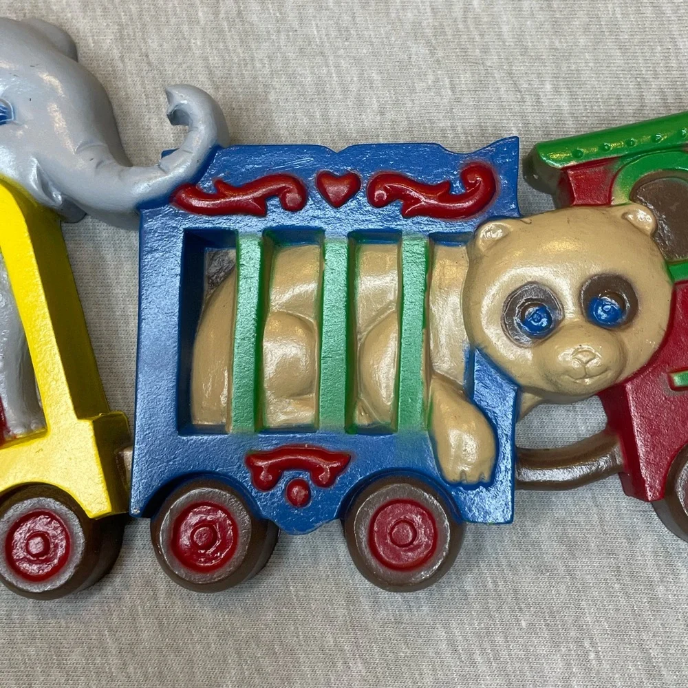 Vintage train decor Burwood USA made wall plastic children decor hanging circus